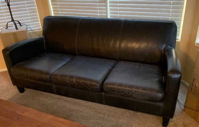Contemporary Leather Sofa AS-IS 32x69x32in HxWxD