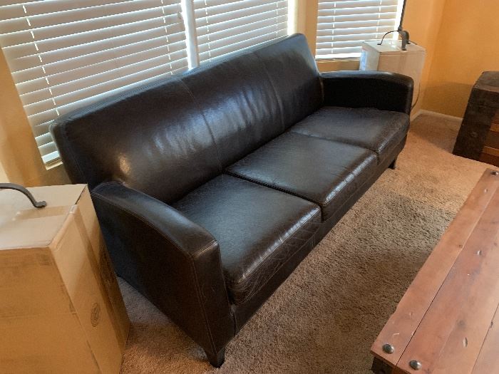 Contemporary Leather Sofa AS-IS 32x69x32in HxWxD
