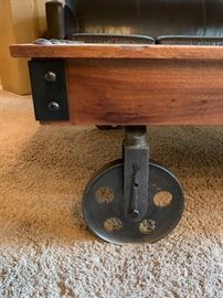 World Market Metal Wheel Coffee Table 15x30x48in HxWxD