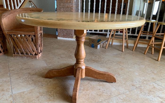Hand Painted Dining Room Table 48in Diameter x 20in H