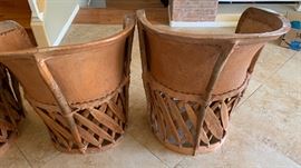 4 Mexican Equipale Pigskin Leather Chairs	30x24x21 Seat: 17in	HxWxD