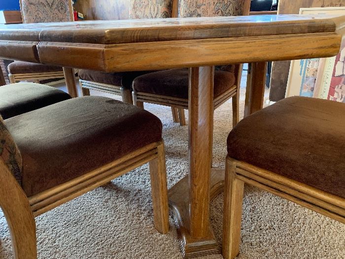 Oak Dining Room Table w/ 6 Chairs 30x44x79in (or 61in or 43in) HxWxD