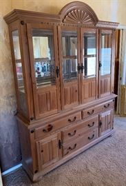 Grand Canyon SFC Whitewash Pine China Cabinet Display Case 87x68x16.5 HxWxD