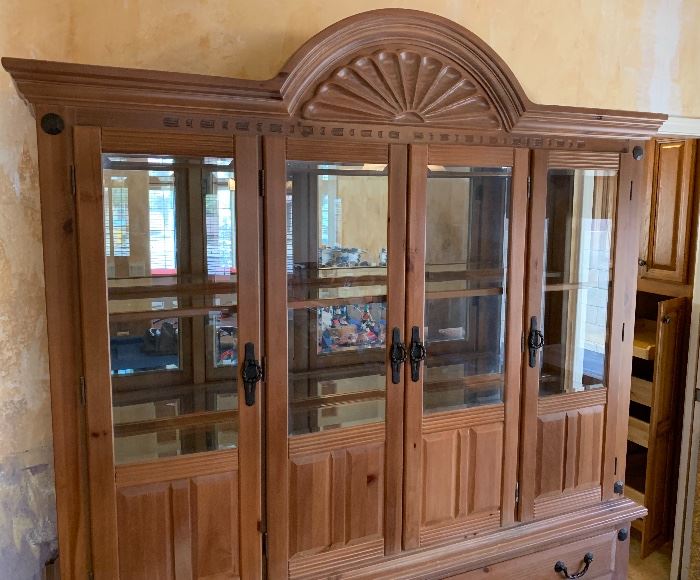 Grand Canyon SFC Whitewash Pine China Cabinet Display Case 87x68x16.5 HxWxD