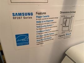 Samsung 25.5 cu. Ft. French Door Refrigerator RF267ABRS Stainless Steel 70x36x35in HxWxD