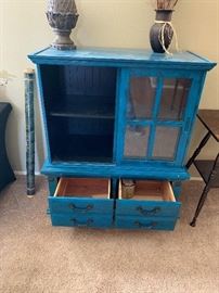 Blue Shabby Chic Cabinet 46x37x19in HxWxD
