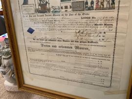 1857 John Shearer Framed Mason Diploma