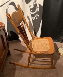 Oak Cane Rocking Chair 38x13x31in HxWxD