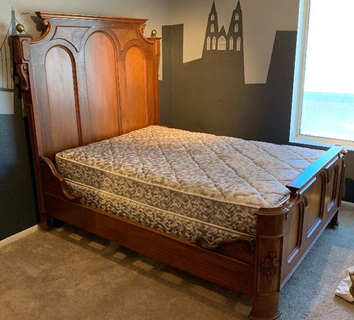 Full/Double Antique Empire Walnut Bed 69x65x80in HxWxD