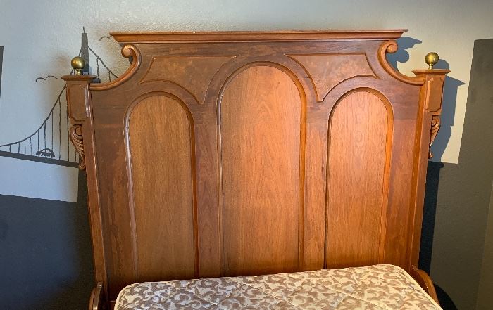 Full/Double Antique Empire Walnut Bed 69x65x80in HxWxD