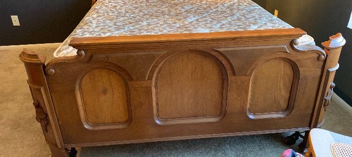 Full/Double Antique Empire Walnut Bed 69x65x80in HxWxD