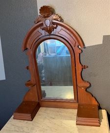 Antique Marble Top Walnut Empire Dresser w/ Mirror 32 (+44 Mirror) 42x20in HxWxD