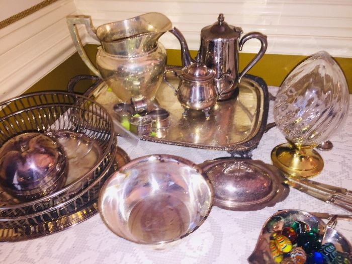 many examples of early silver plate perfect for entertaining