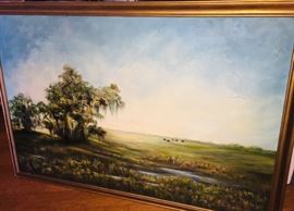 56" by 38" original oil on canvas by Rena Derieg, a contemporary of George Rodgrigue