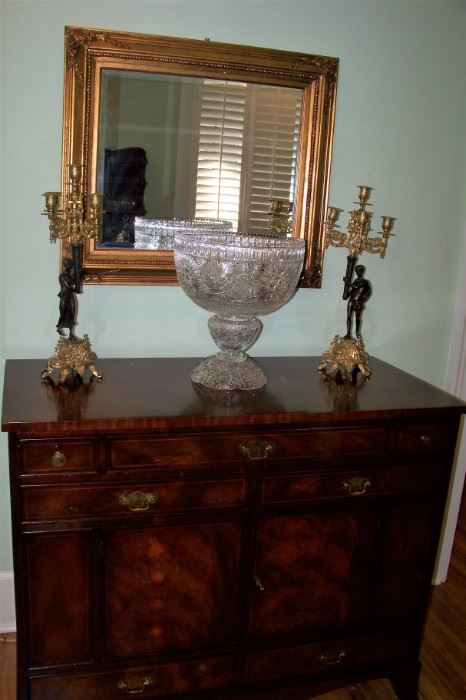 Sideboard with cut glass punch bowl