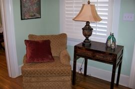 One of a pair of chairs, Asian table