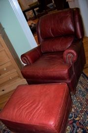 Leather reclining chair and ottoman