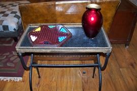 Iron and brass side table