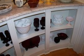 Milk glass, ruby glass