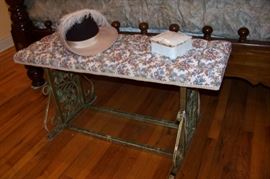 Metal base upholstered bench