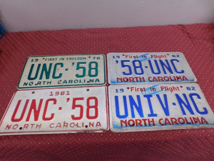 Vintage UNC North Carolina License Plates