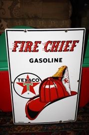 1961 Original Porcelain Texaco Fire Chief Sign.