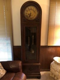 Antique German Coffin Case Grandfather Clock