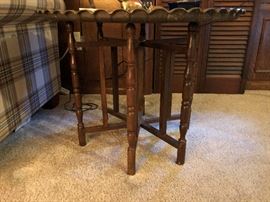 Round BRASS Drink Stand with Collapsible Wood Base