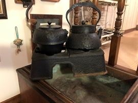 Antique Japanese Hibachi Brazier - Cast Iron Insert