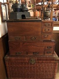 Antique Japanese Hibachi Brazier (2) - Cast Iron Insert