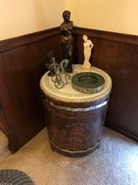 Japanese Glass Topped Taiko Drum Table