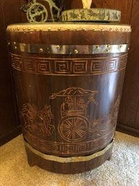 Japanese Glass Topped Taiko Drum Table