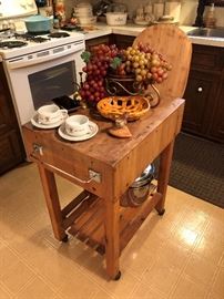 Wood Butchers Block Cart