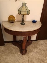 Victorian Half Moon Marble Topped Hall Table