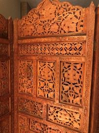 Oriental Teak Wood Wall Room Divider