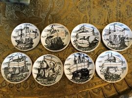 Vintage Velieri Fornasetti Milano Coasters for Bonwit Teller - Set of 8
