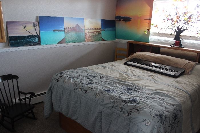 Queen Size Bed with Screen Printed Art