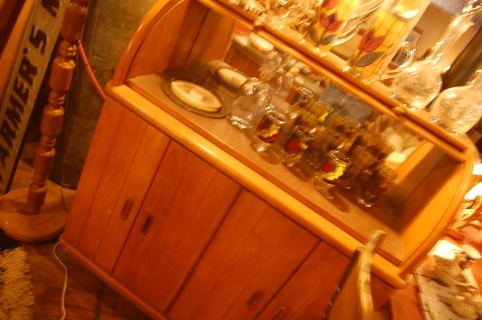 Mid century modern teak bar cabinet