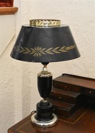 Vintage Black Metal Tole Table Lamp