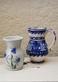 Ceramic Vase & Pitcher (Blue & White)