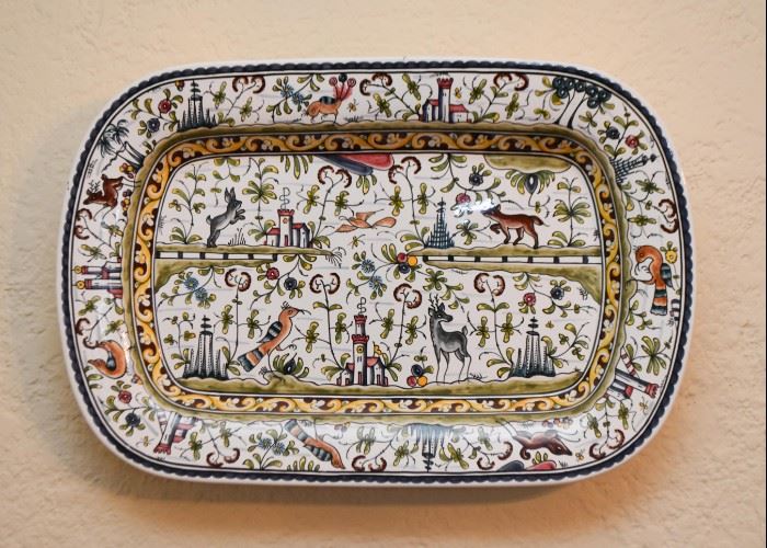 Large Hand Painted Pottery Platter (Portugal) 