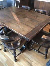 Solid Pine Wood Dining Table 6 Chairs
