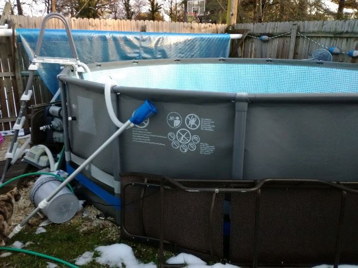 15” x 46” pool PLUS salt system (shown in next pic). No chemicals needed. 2 years old but used only 1 season. 