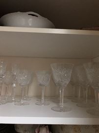 Cut crystal wine and water goblets