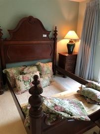 Queen bed and bedding