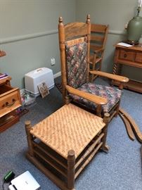 Antique rocking chair with rocking footstool 