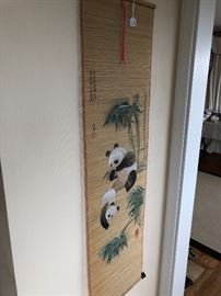 Panda screen on bamboo