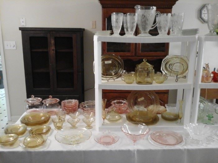 Depression glass patterns  Old Colony Open Lace, Madrid, Patrician,  Cameo / Ballerina,  Swirl, Block Optic, Lovebirds and more.