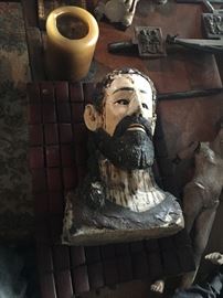 Jesus wood-carved bust