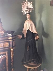 Saint Mary of Victory - carved figural saint, hand-carved, painted, jointed arms. Approx. 40" tall.